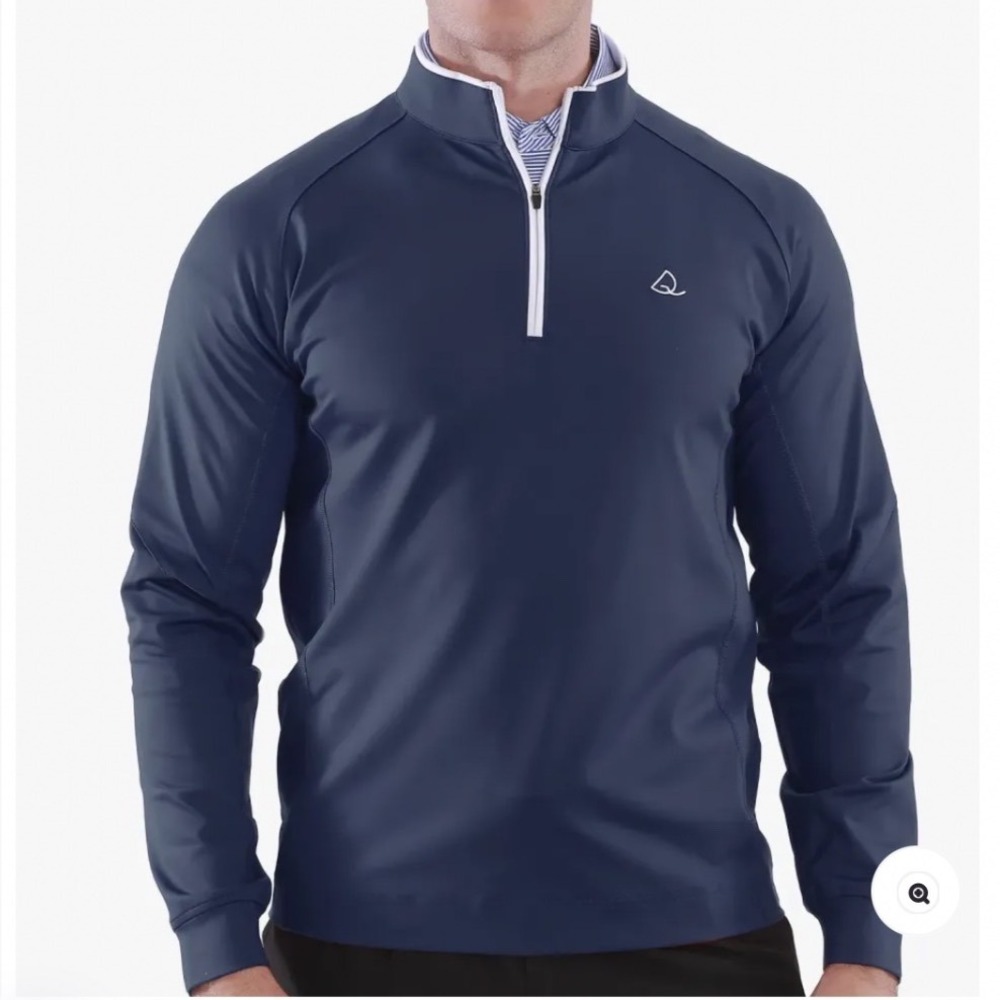 Deolax Mens Performance‎ 1/4 Zip Pullover Navy Blue Golf Sweatshirt Large